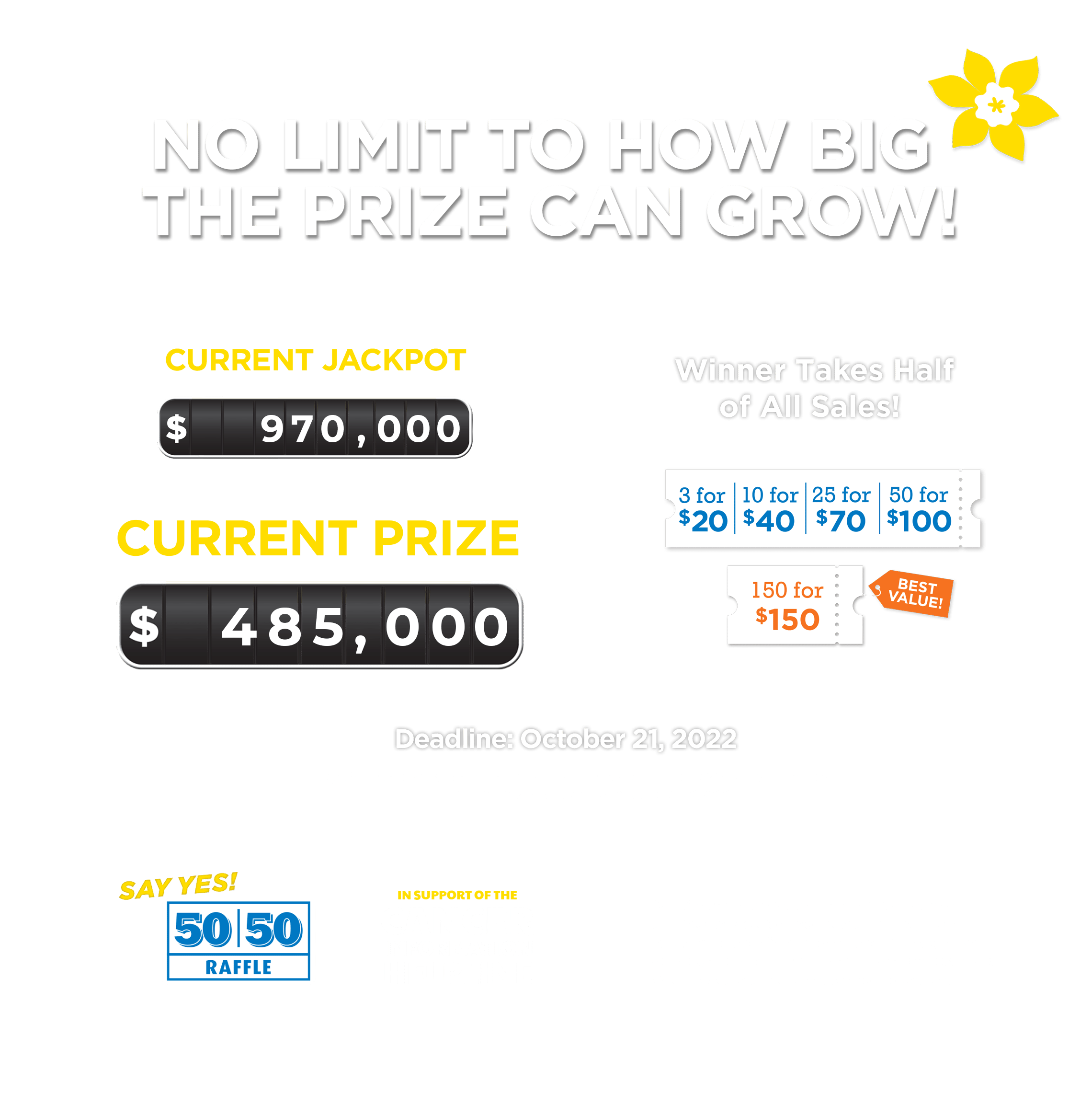50/50 Raffle - Winner takes half of all sales!